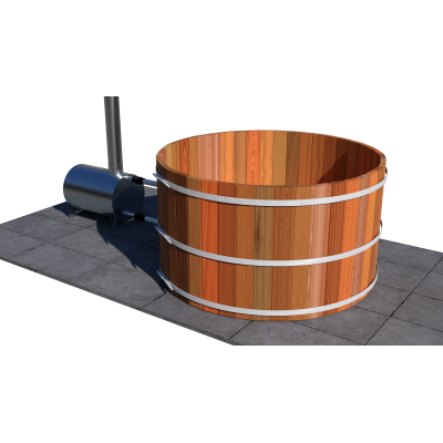 4 Person Wood Fired Hot Tub - External Stove